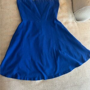 Express Strapless Royal Blue Fit & Flare Dress